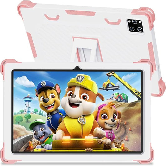 10 Inch Android 15 Kids Tablet, 10GB RAM 64GB ROM, 6000mAh Battery, Parental Control, Iwawa Educational Learning Apps, Tablet for Kids 3-7（Pink）