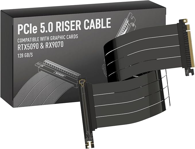 LINKUP PCIE 5.0 Riser Cable | for Vertical GPU Mount | Right Angle | Graphics Card GPU Ready | Usable with PCIe 4.0 & RX 9070/ RTX5090 | 70cm (Total Length: 74cm)