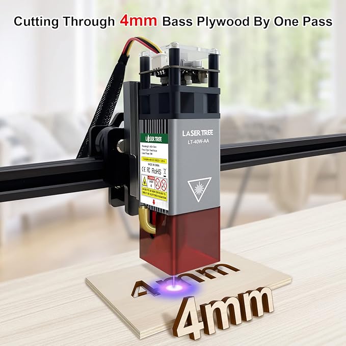 LASER TREE Laser Engraver Module, 5000mW（5W） Optical Output Power Laser Cutter Module w/Metal Air Assist, Compatible with Laser Engraver Laser Cutter Machines CNC, 45mm Fixed Focus 12V, Class 4