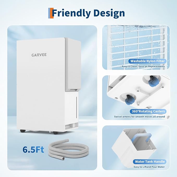 4500 Sq.ft Whole House Dehumidifier, 100 Pints Large Dehumidifier for Basement, Ultra Quiet, Continuous Drain Hose & 5.5L Water Tank, Auto Defrost, Smart Mode, 24H Timer for Bedroom,Office