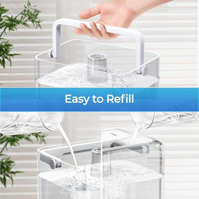 CHIVALZ Humidifiers for Bedroom, 6L Cool Mist Humidifiers for Baby Nursery, 26dB Quiet, 50H Runtime, Top Fill Humidifier for Large Room, Home, Plants, Nightlight, Oil Diffuser 1 Pack White
