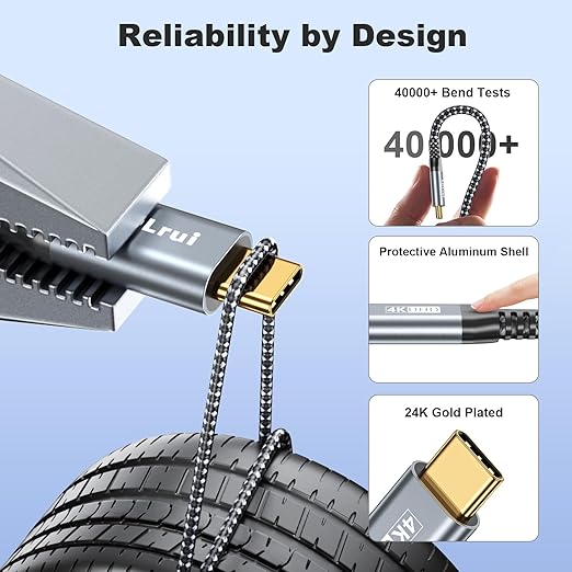 LDLrui USB C Cable [6FT, 3Pack] 4K@60HZ UHD Display, 20Gbps Data Transfer, USB 3.2 Gen 2×2, 100W PD Charging Cable for iPhone 16/15, MacBook, iPad, Galaxy S25/S24, Type C Monitor/Portable Monitor