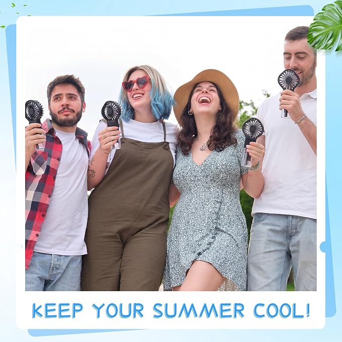 6 Pack Misting Fan Portable Mini Handheld Rechargeable Fans with 4 Speeds Water Spray Fan Personal Cooling Fans for Travel Camping Outdoor Home Office Makeup Commute (Black)