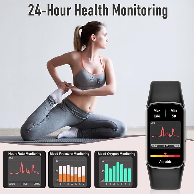 Zeacool Fitness Tracker with 24/7 Heart Rate, Blood Oxygen Sleep Monitor, 123 Sports Modes Calories Smart Watch,IP68 Waterproof Step Counter Activity Trackers Health Pedometer for Women Men