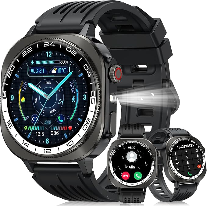 2026 Smart Watch (Answer/Make Call), 1.43" 3D-AMOLED Smartwatch for Men Women, 130+ Sports Fitness Watch, Heart Rate/Sleep Monitor, 60 Days Flashlight, IP68 Waterproof Activity Tracker Android iOS
