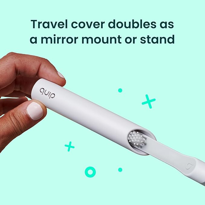 Quip Metal Sonic Electric Toothbrush for Adults - Time Travel & Soft Bristles with Travel Case & Replacement Brush Head - 3 Month Battery Life, Dusk Plum