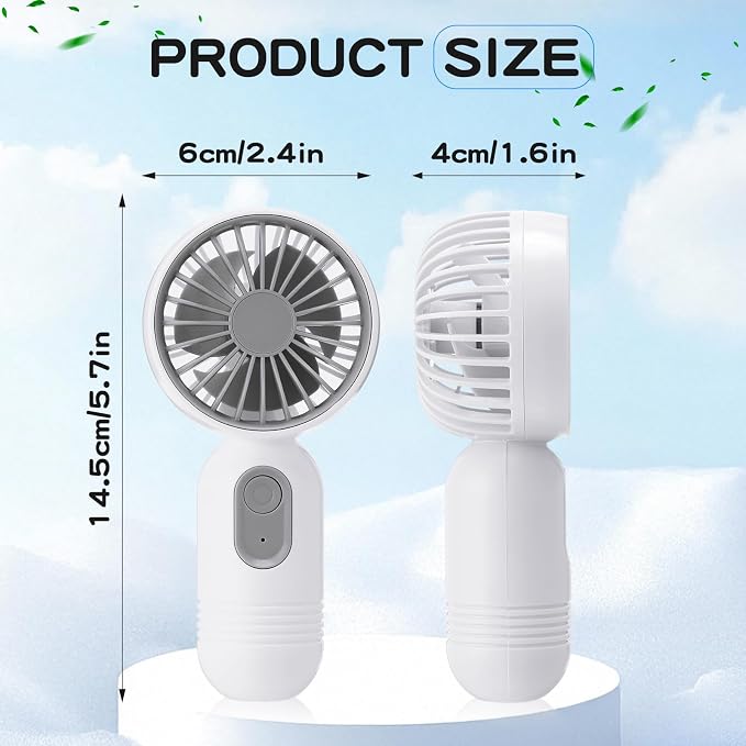 Rossesay 3 Pcs Mini Portable Fan Bulk Cute Handheld Lightweight Small Little Personal Hand Eyelash Fan 3 Speeds USB Rechargeable for Women Men Indoor Outdoor Makeup Travel (White)
