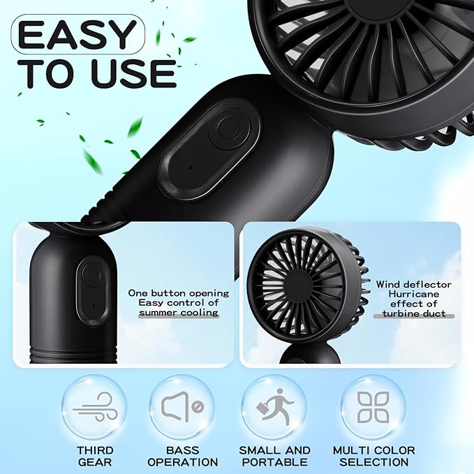 Rossesay 72 Pcs Mini Portable Fan Bulk Cute Handheld Lightweight Small Little Personal Hand Eyelash Fan 3 Speeds USB Rechargeable for Women Men Indoor Outdoor Makeup Travel (Black)