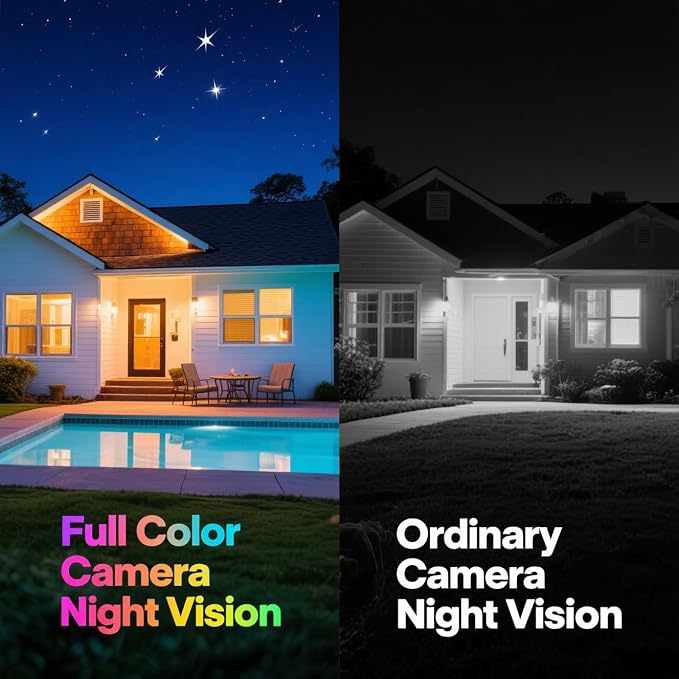 Real HD 4MP Full Color Night Vision PoE IP Turret Dome Camera, 2.8mm Wide Angle, H.265, CCTV Security Camera Outdoor Rated Waterproof IP66,NDAA Compliant