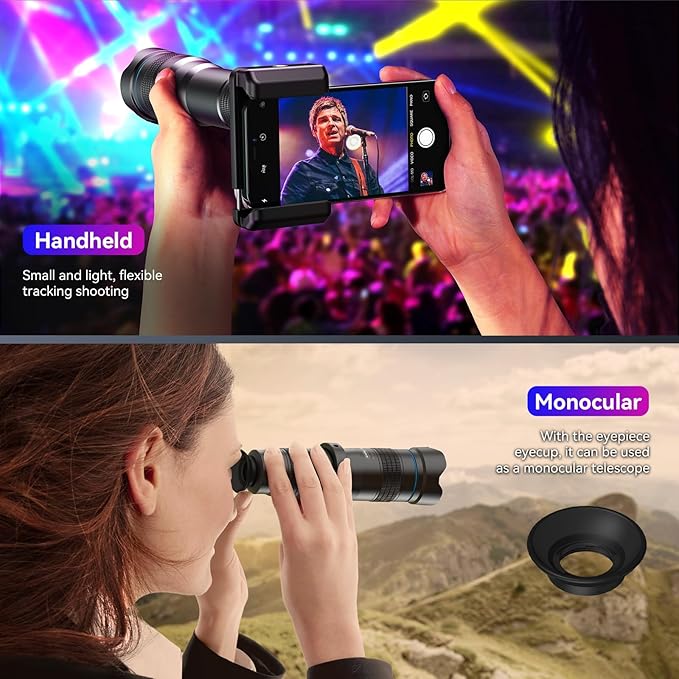 APEXEL 36x Telephoto Lens for iPhone | Kit with Sturdy Metal Tripod for Smartphones, Compatible with iPhone 16 15 14 13 12 Pro Max, Samsung Galaxy, Google Pixel