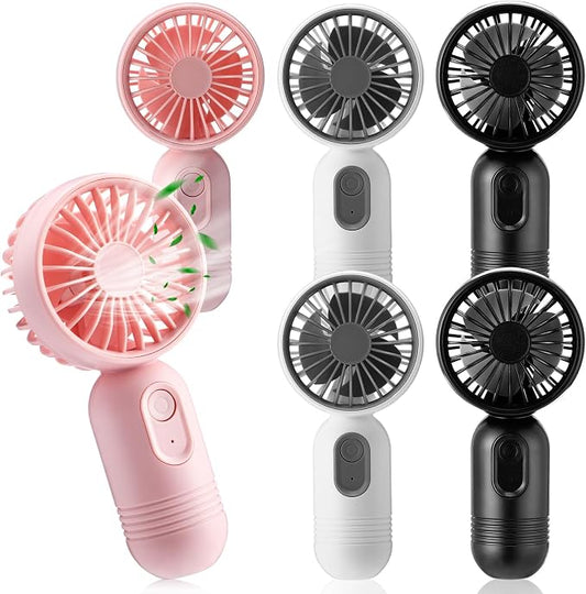 Rossesay 6 Pcs Mini Portable Fan Bulk Cute Handheld Lightweight Small Little Personal Hand Eyelash Fan 3 Speeds USB Rechargeable for Women Men Indoor Outdoor Makeup Travel (Black,Pink,White)