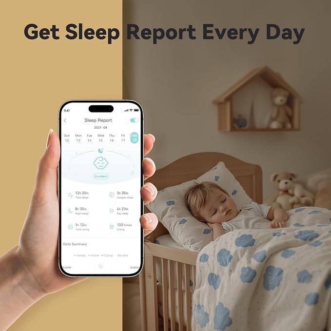 ebemate WiFi Video Baby Monitor with 2 Camera,2.8" Display with 1500Ft Long Range,WiFi On/Off,1080P No Glow Night Vision,2-Way Talk Baby Cam Monitoring