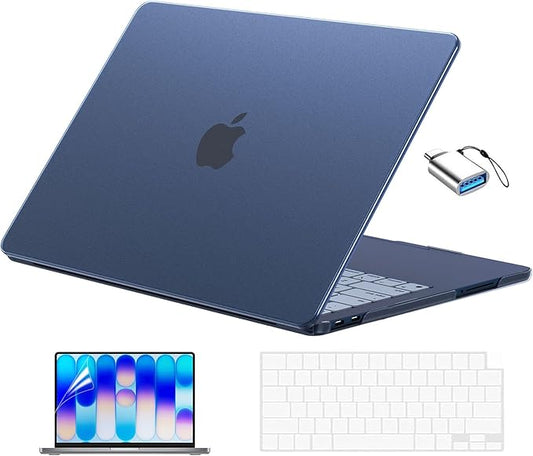 EooCoo for MacBook Neo Case 13 inch 2026 Model A3404 with A18 Pro Chip, Scratch Resistant Protective Hard Shell Case & Keyboard Cover & Screen Film & Type C, Original Matte Indigo