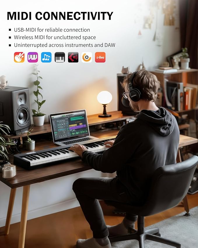AiJoy 88-Key Portable Piano Keyboard with Semi-Weighted Keys Folding Piano, Built-in Speakers/MIDI, Long Battery Life Electric Keyboard Piano for Beginners