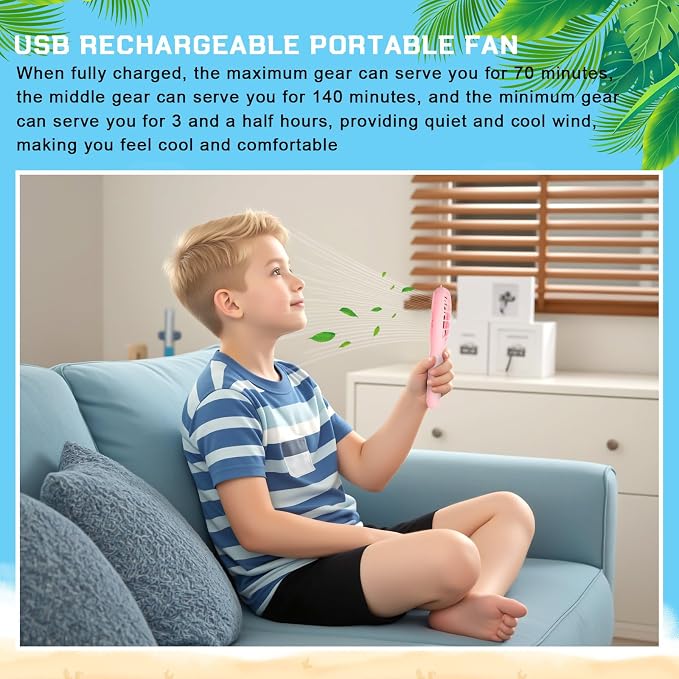 Woanger 12 Pcs Mini Handheld Fan Bulk 3 Speed USB Electric Battery Operated Small Portable Pocket Fan with Data Cable and Mounting Base Quiet Summer Gift(White, Pink, Blue, Black, Green, Purple)
