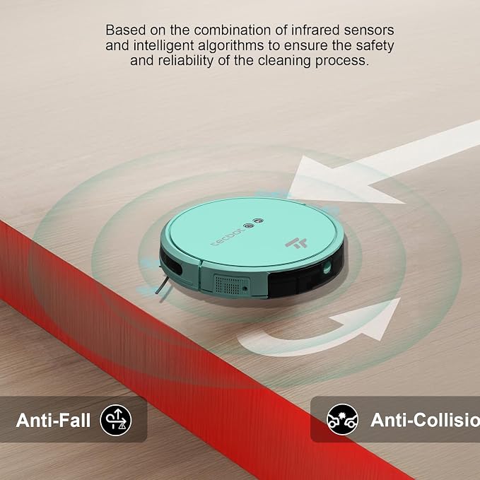 TECBOT S1 Robot Vacuum Cleaner Slim 120Mins Runtime 2-in-1 Robot Sweeping or Mopping Self-Charging WiFi&App&Remote Control Robotic Vacuum Cleaner for Home Pet Hair Hard Floors,Blue