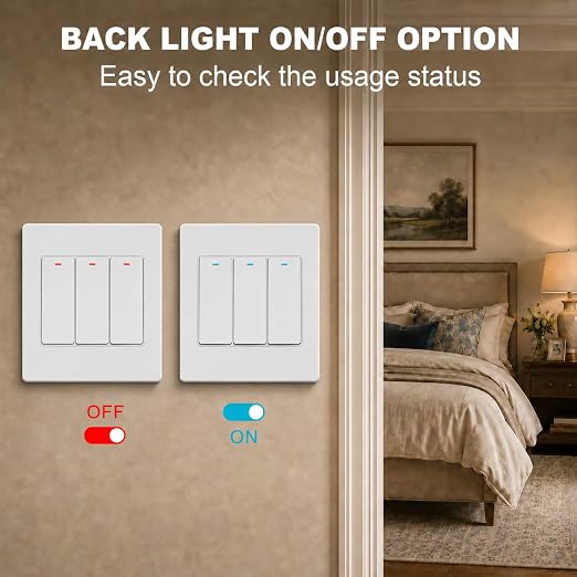 Smart Switch 3 Gang, Neutral Wire Required, 2.4GHz Wi-Fi Light Switch Compatible with Alexa and Google Home, UL Certified