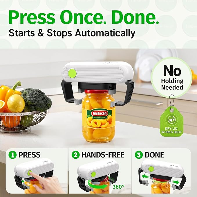 2 Effortless Electric Jar Opener Easy Opens Twist-Lid, One Handed Automatic Jar Opener for Weak Hands & Seniors with Arthritis, Battery Operated Essential Kitchen Gadgets Gift for Home Assistance