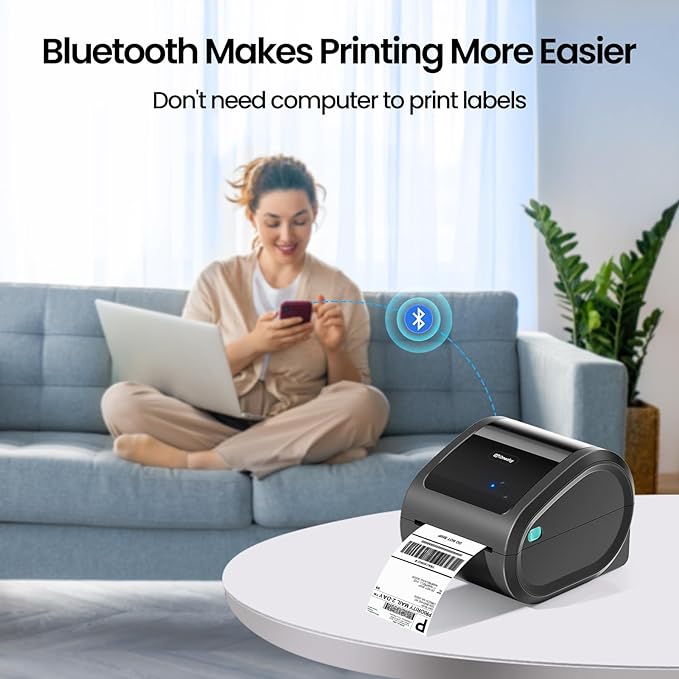 D520BT Bluetooth Shipping Label Printer&1000Pcs 4x6 Thermal Shipping Label for Small Business,Compatible with USPS, Shopify, Amazon, Tiktok