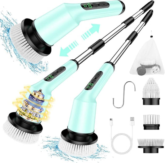 Electric Spin Scrubber, Shower Scrubber Cordless Scrub Brush, Green