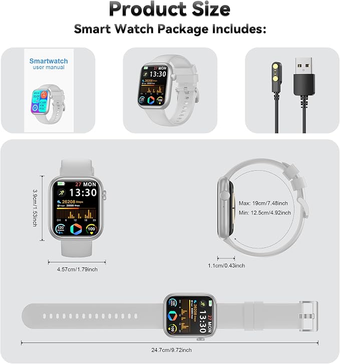 Smart Watch for Men Women(Answer/Make Call), 1.83" Fitness Watch with Heart Rate/Blood Pressure/Blood Oxygen, Pedometer, Sleep Tracker,120+ Sport Modes, IP68 Waterproof Fitness Tracker for Android iOS