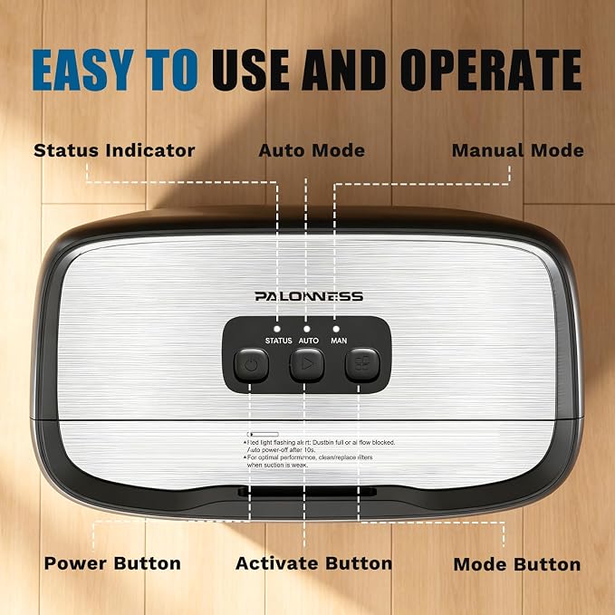 Pro Touchless Vacuum Automatic Dustpan 1400W Ultra Fast & Powerful, 18KPA Vacuum Dustpan TOF Sensor Hands-Free LED Alerts, 6L Electric Dustpan for Home/Kitchen/Office/Sweeping Salon/Pet Shop(No Broom)