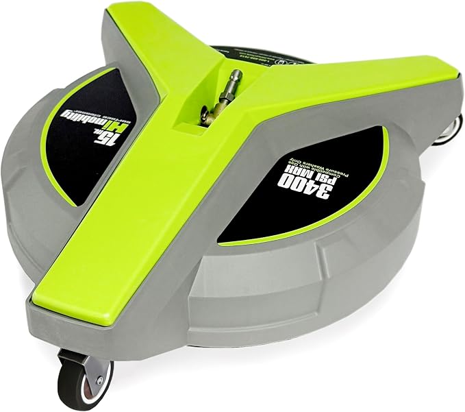 Hiclean 15" Pressure Washer Surface Cleaner with Wheels 3400 PSI Max, Surface Cleaner for Power Washer Attachment for Concrete, Patio, Sidewalk, and Driveways