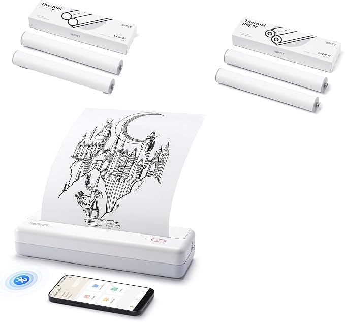 iDPRT MT890 Portable Wireless Printer with 5 Rolls Thermal Paper