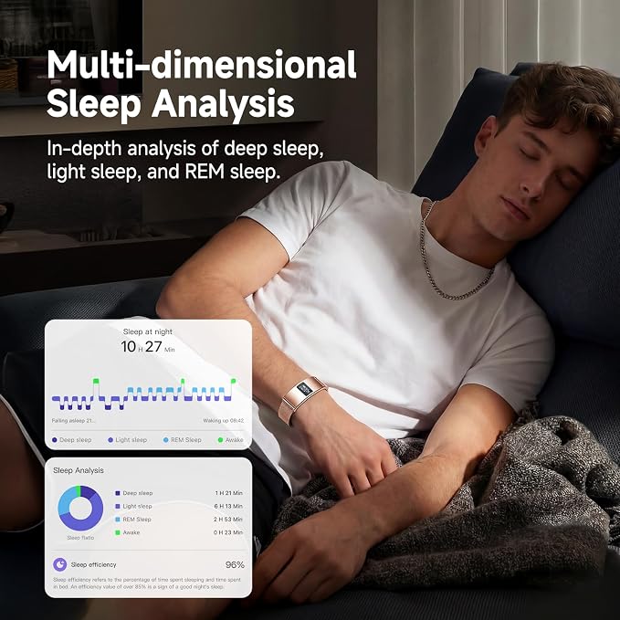 Smart Bracelet, Subscription-Free 24/7 Health Tracking, Heart Rate, SpO2, HRV & Sleep Tracker with IPX8 Waterproof, Wearable Activity & Fitness Tracker, 7-Day Battery, 2 Bands