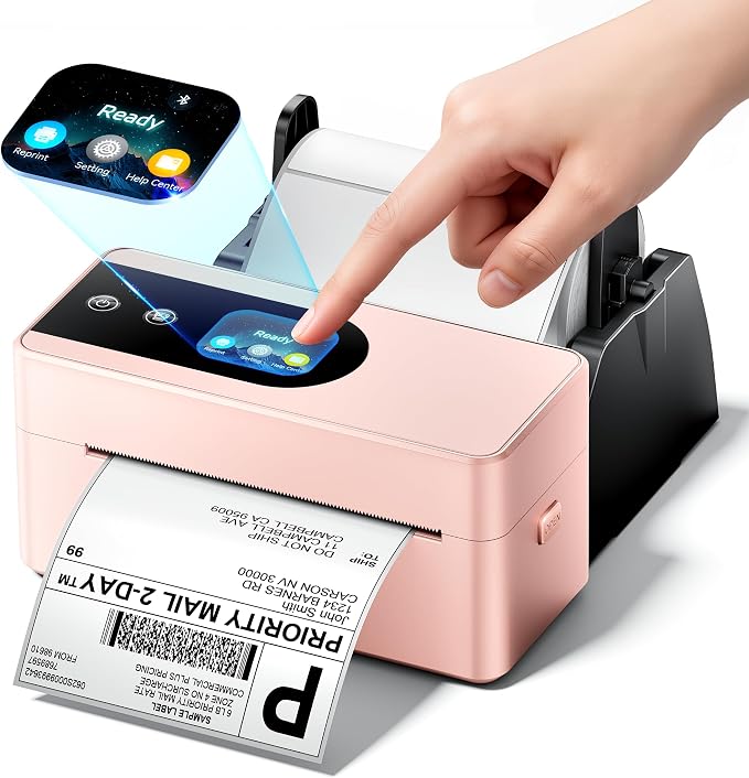 Phomemo 4x6 Shipping Label Printer with Touch Screen, Bluetooth Thermal Printer for Small Business, Auto Label Detection, 150mm/s High Speed, Compatible with Amazon, USPS, UPS, iOS Android Windows Mac