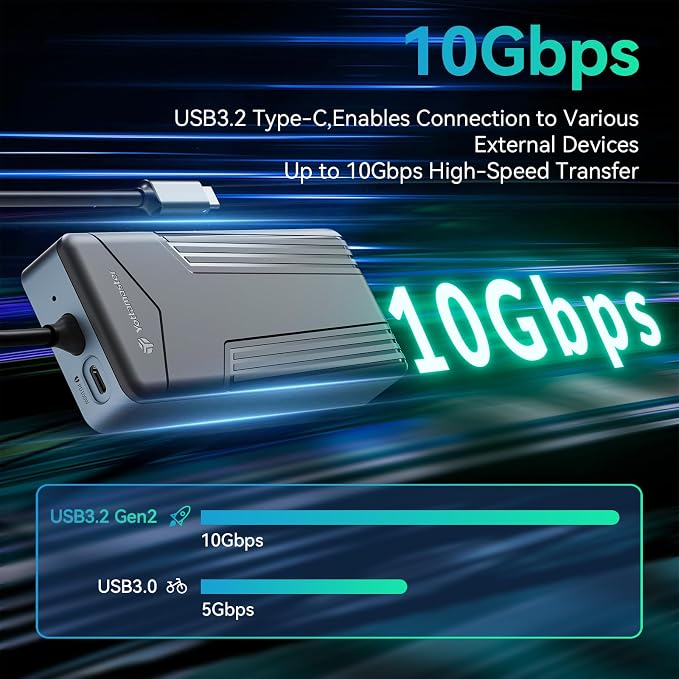 Yottamaster USB C Hub with M.2 NVMe SSD Enclosure, 8 Ports USB C HUB Adapter 10Gbps USB 3.2 Gen2, 4K@60Hz HDMI, 100W PD, SD/TF2.0 Card Reader for Windows, Mac [Diskless] - YM28P