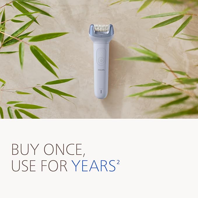 Philips Epilator Series 8000 - Cordless Wet and Dry Electric Epilator, Hair Removal for Legs and Body, with ProGuide, 3 Accessories, 60 min. Runtime, Model BRE708/00