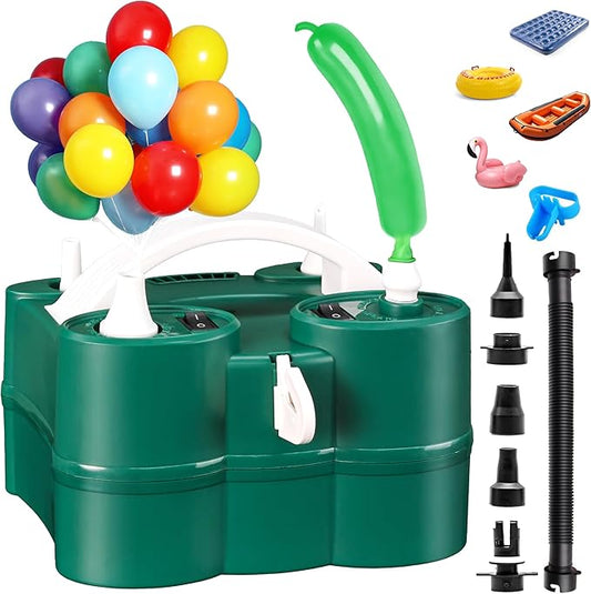 Bezente Balloon Pump Electric, 3-in-1 Portable Black Gold Electric Air Machine Balloon Pump Dual Nozzle Balloon Inflator for Inflatables and Latex 260q Foil Balloons