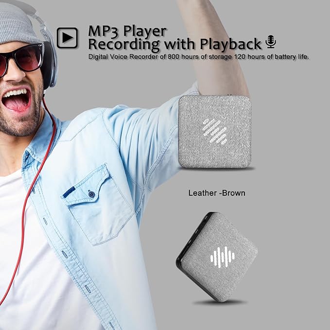 64GB Voice Recorder, Leather Design Recording Device with Playback&MP3 Play,AI Recorder Voice Capacity of Large Capacity Storage with Lectures Meetings Interviews Class.(Grey-64GB)