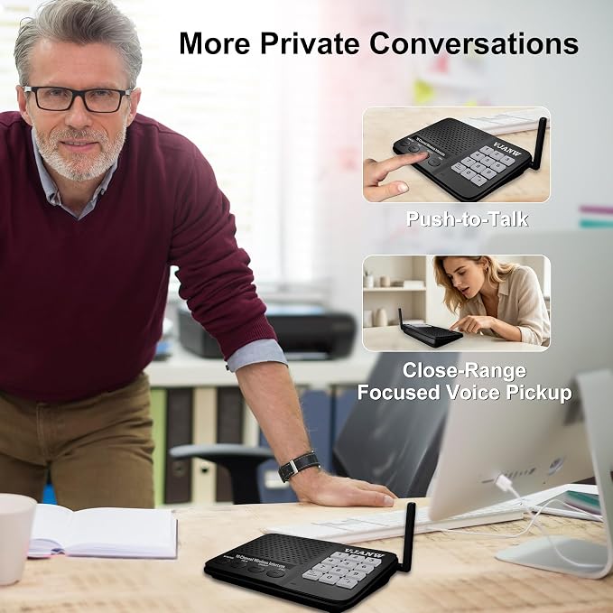 Intercoms Wireless for Home: Push to Talk, One to Many Group Broadcast, Voice Activated Monitor for Home, Ring Alert Call, 6000FT Long Range, Speak Closer for Clearer, More Private Communication