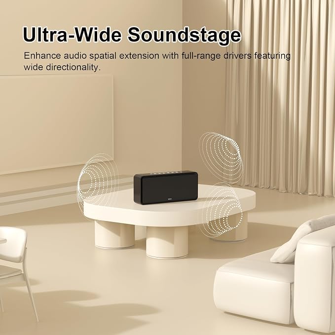DOSS SoundBox XL Bluetooth Speaker with Subwoofer, Booming Bass, Dual DSP Technologies, 10H Playtime, TWS, 2.1 Audio Channel, Ideal Christmas & White Elephant Gift for Men, Women-Black
