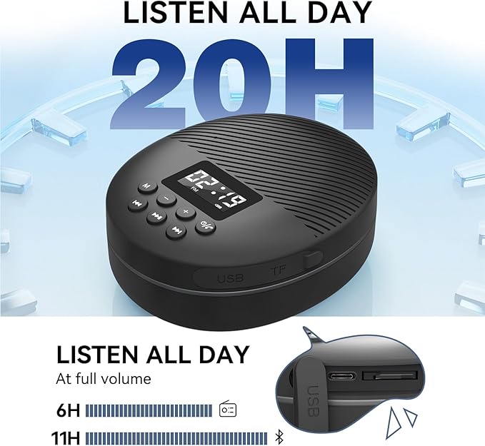 Shower Radio Speaker with Bluetooth 5.4, AGPTEK Waterproof Wireless Bathroom FM with Suction Cup 12H Long Playback Time, Lanyard, LCD Screen Display, Handsfree Calling, Storage Card Playback (Black)