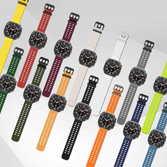 Sport Silicone Bands Compatible for Samsung Galaxy Watch Ultra 47mm (2025/2024), Breathable Wristband Waterproof Replacement Soft Silicone Strap for Men Women