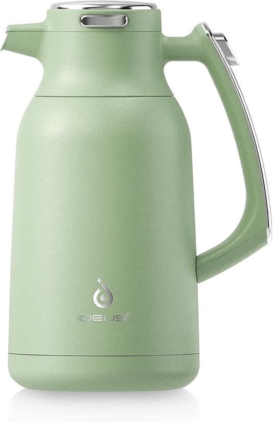 IDEUS Thermal Coffee Carafe, Stainless Steel Double Wall Insulated Vacuum Flask, Water Jug Coffee Server and Beverage Dispenser, Heat and Cold Retention (Avocado, 68, Fluid Ounces)