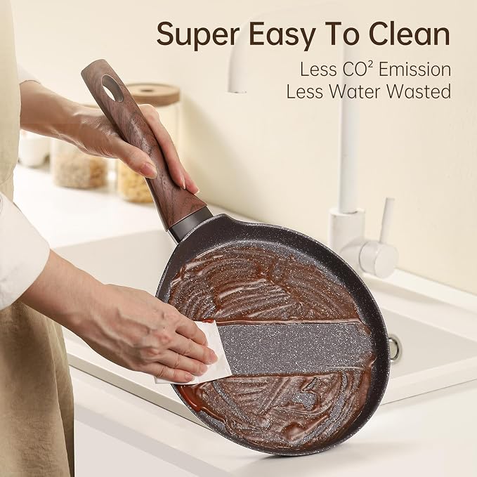 MsMk 9 1/2 inch Nonstick Crepe Pan, Ceramic Nonstic Coating Flat Skillet Dosa Tawa Tortilla Pan, Large Pancake with Stay-Cool Handle, Induction Compatible, PFOA Free