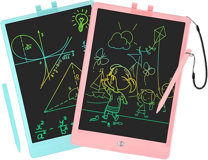 10 Inch LCD Writing Tablet Colorful Writing Board for Kids Learning Drawing Pad Educational Toy Gift for Toddlers(Pink+Blue)