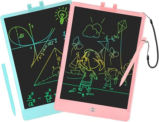 10 Inch LCD Writing Tablet Colorful Writing Board for Kids Learning Drawing Pad Educational Toy Gift for Toddlers(Pink+Blue)