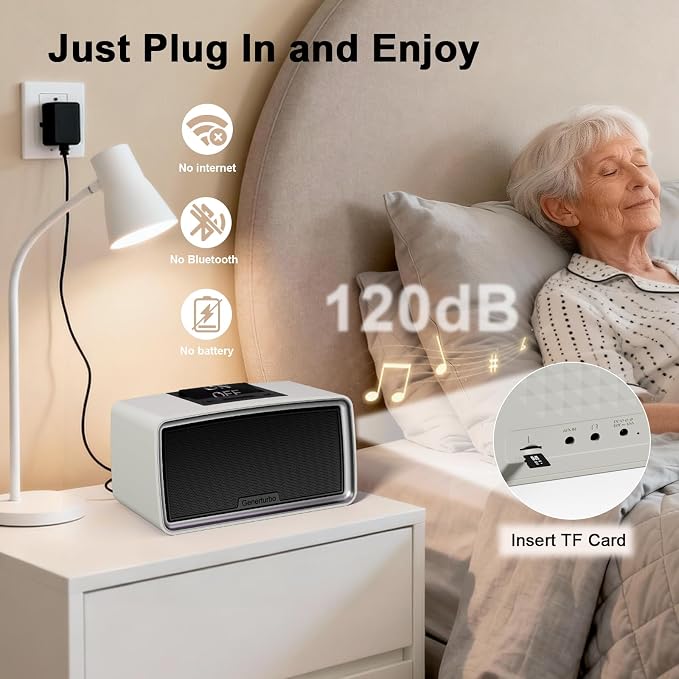 Large Button Simple Music Player for Seniors, Easy MP3 Player for Elderly, Dementia, Blind,Alzheimer's & Visually Impaired, Music Box with 32GB TF Card, One-Touch Play (Gray)