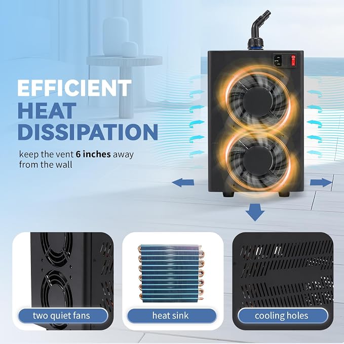 Poafamx Aquarium Chiller 26gal, 1/13 HP Small Water Chiller for Axolotl | Fish Tank Cooler with Quiet Compressor for 20-30 Gallon Saltwater Freshwater Coral Jellyfish Hydroponic 110V