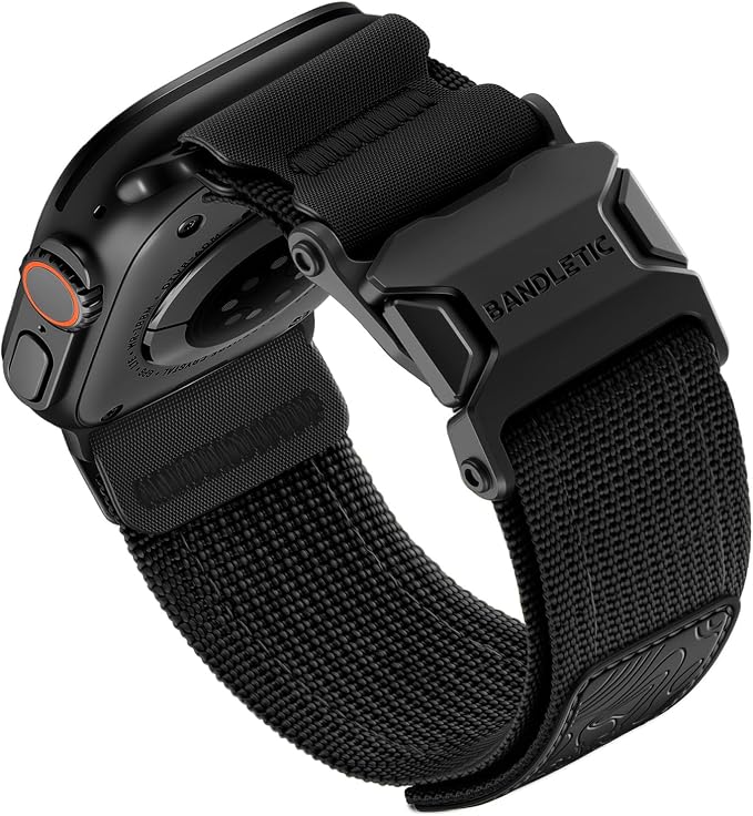 Bandletic Tactical Bands with Magnetic Buckle Compatible with Apple Watch Ultra 3 /Ultra 2 Band Men 49mm, Wide Stretchy Band for iWatch Bands 46mm 45mm 44mm 42mm Series 11 10 9 8 7 6 5 4 3 2 1 SE SE3