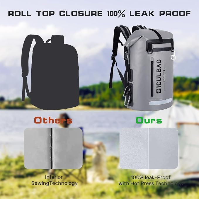 48cans Large Cooler Backpack Insulated Waterproof for Men Women Insulated Backpack Cooler Leak Proof Waterproof for 12 Hours Cooling for Camping Picnic Hiking Beach Travel Kayaking