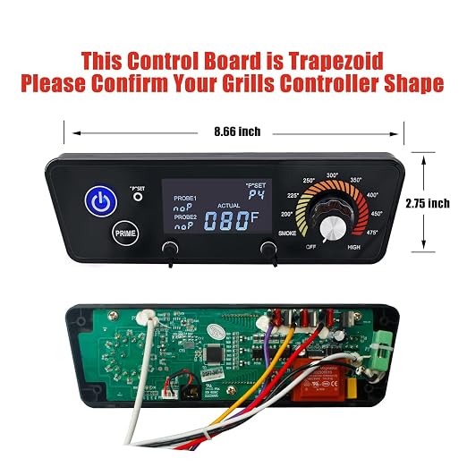 Digital Controller Kit for Pit Boss Grills P7-340/700/1000,Digital Trapezoid Control Board Compatible with Pit Boss Classic/Austin XL/Tailgater/with 2*Meat Probes, RTD Temperature Probe