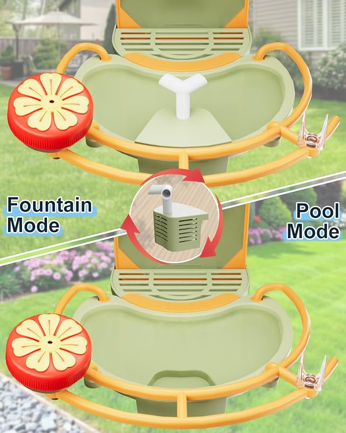 Bird Feeder with Camera, Smart Birdfeeder with Cam Solar Powered, 2K HD Video, AI Identification, Instant Arrival Alerts, IP66 Bird Bath & Feeder,Gift for BirdLover (with Pump, Green)