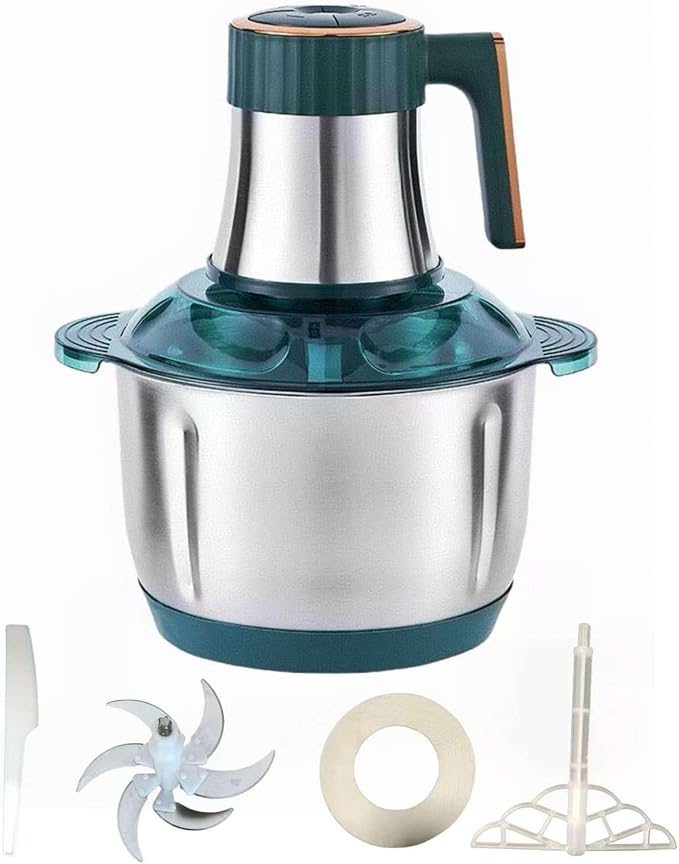 5L Electric Meat Grinder and Chopper, 500W Stainless Steel Processor with 5 Speeds, 6 Blades, Safety Lock, Overheat Protection, for Meat, Vegetables, Garlic, Nuts and Purees