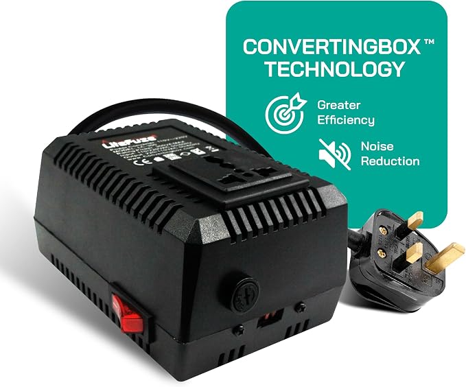 LiteFuze 300 Watt Step Up/Step Down Travel Voltage Converter, 220/110v to 110/220v converter with Type G Plug - Compatible with Hair Straightener, Camera, Laptop & More